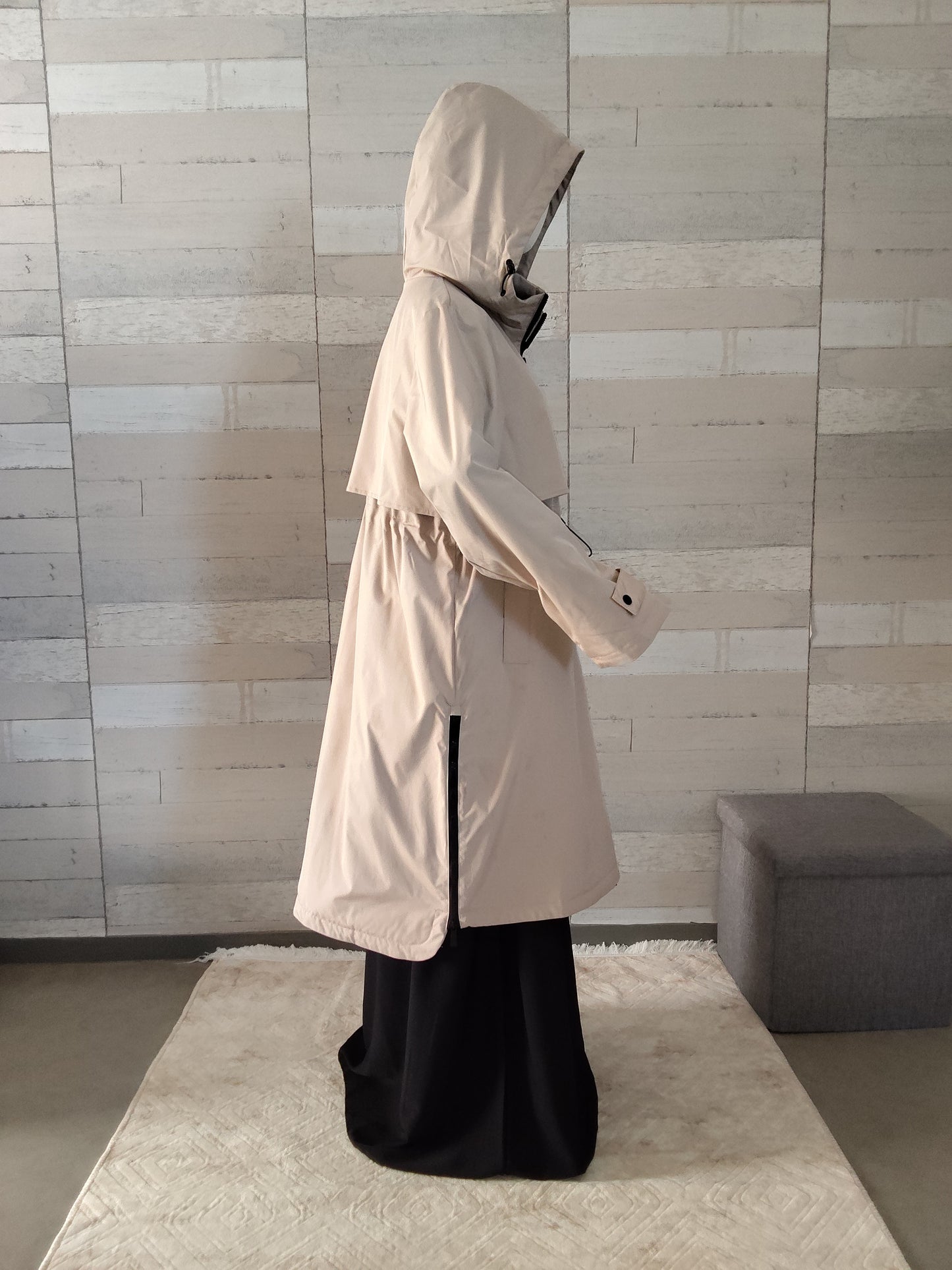 Parka longue beige
