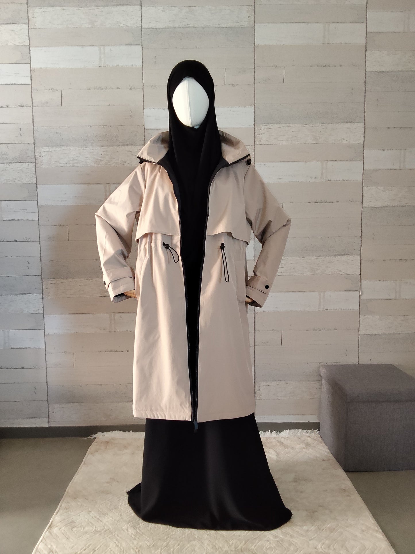 Parka longue beige