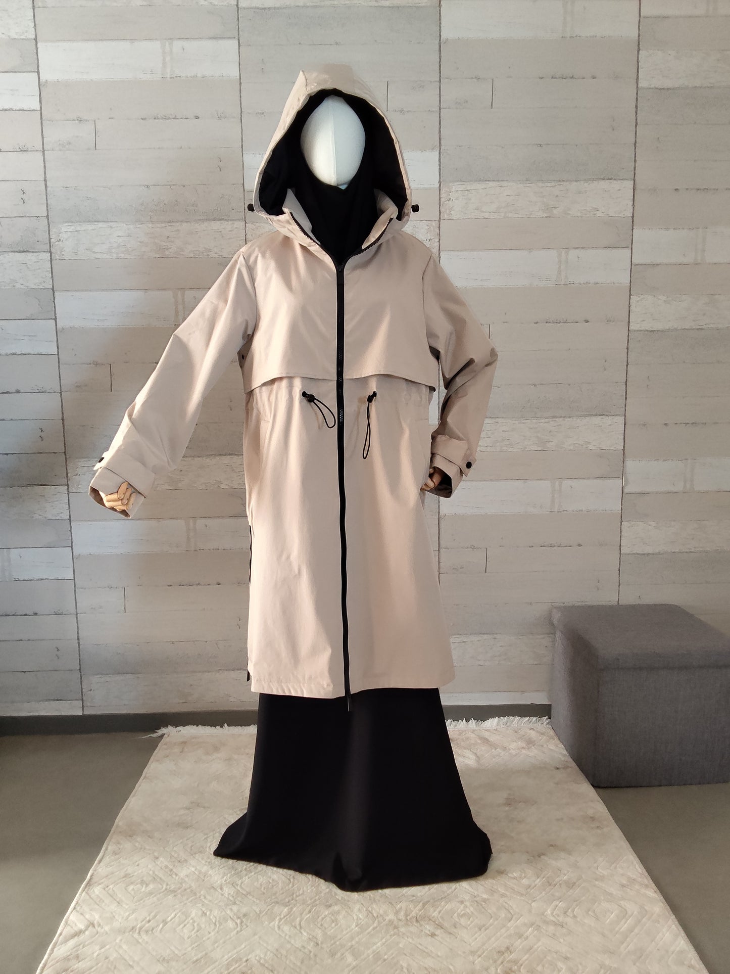 Parka longue beige