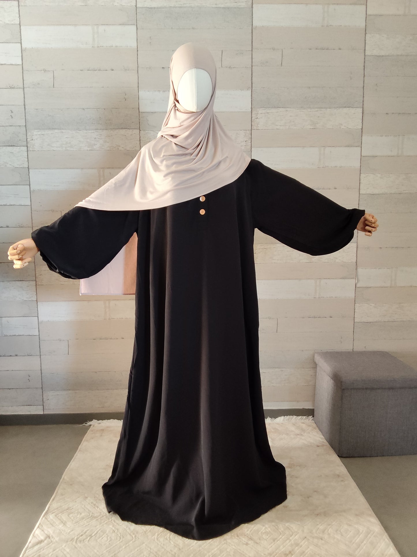 Abaya évasée noir