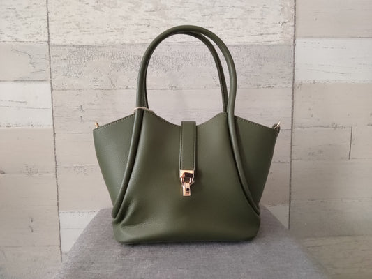 Sac à main kaki en simili-cuir