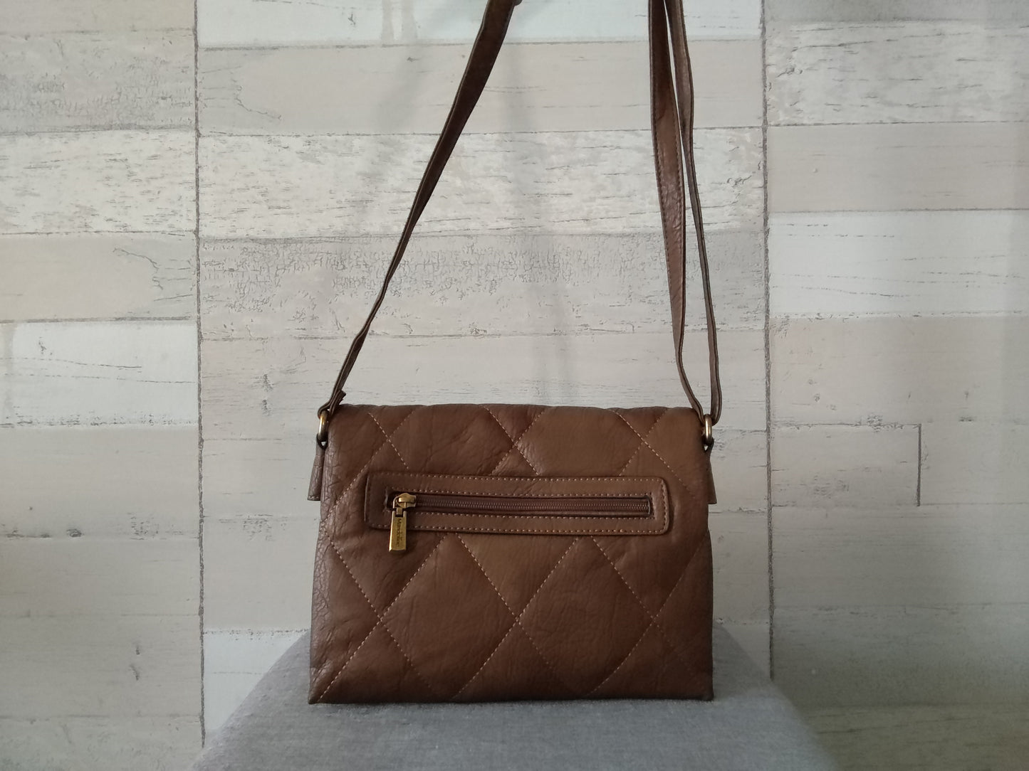 Sac à main bandoulière marron chocolat en simili-cuir