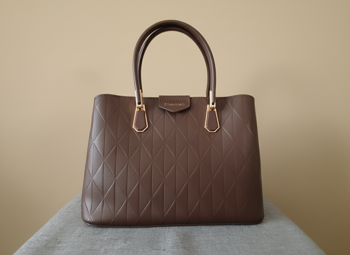 Sac à main marron café simili-cuir