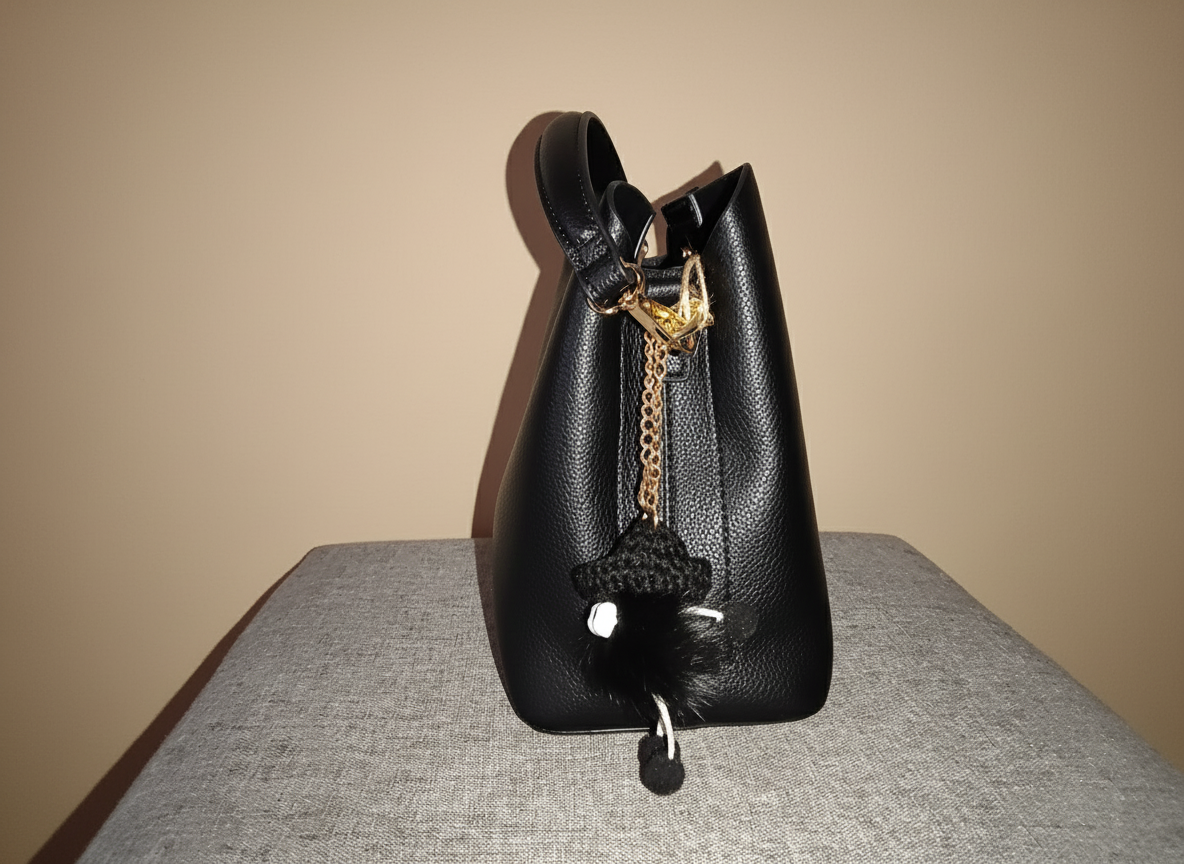 Sac à main noir simili-cuir