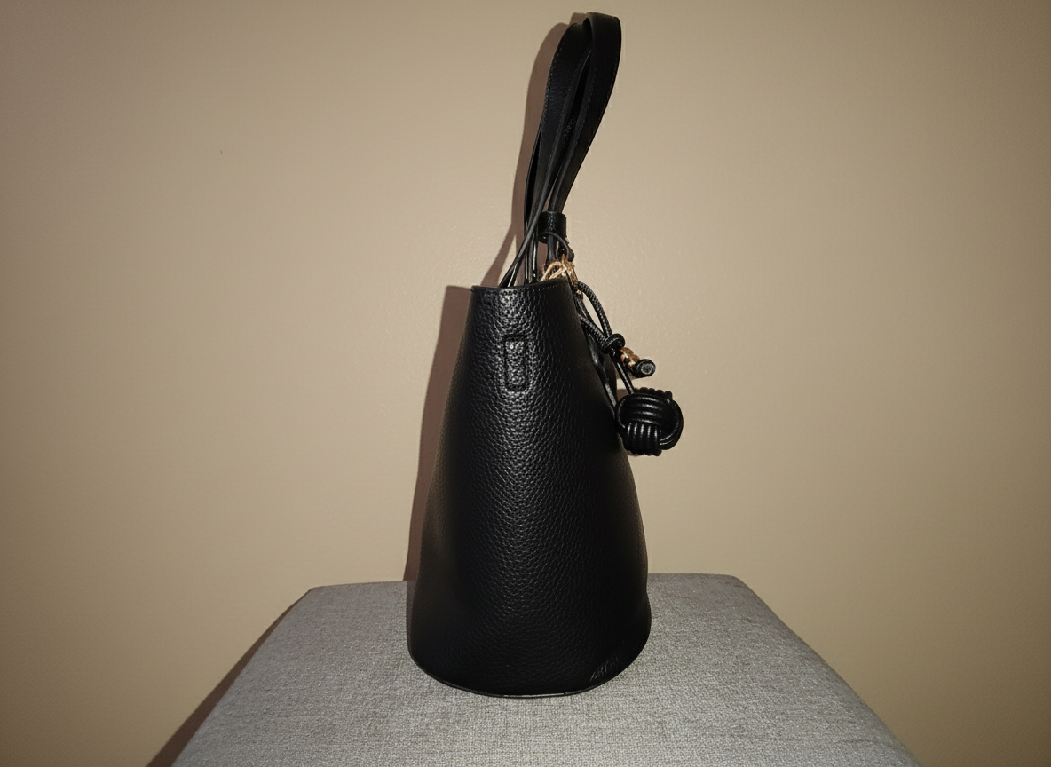 Sac à main noir en simili-cuir