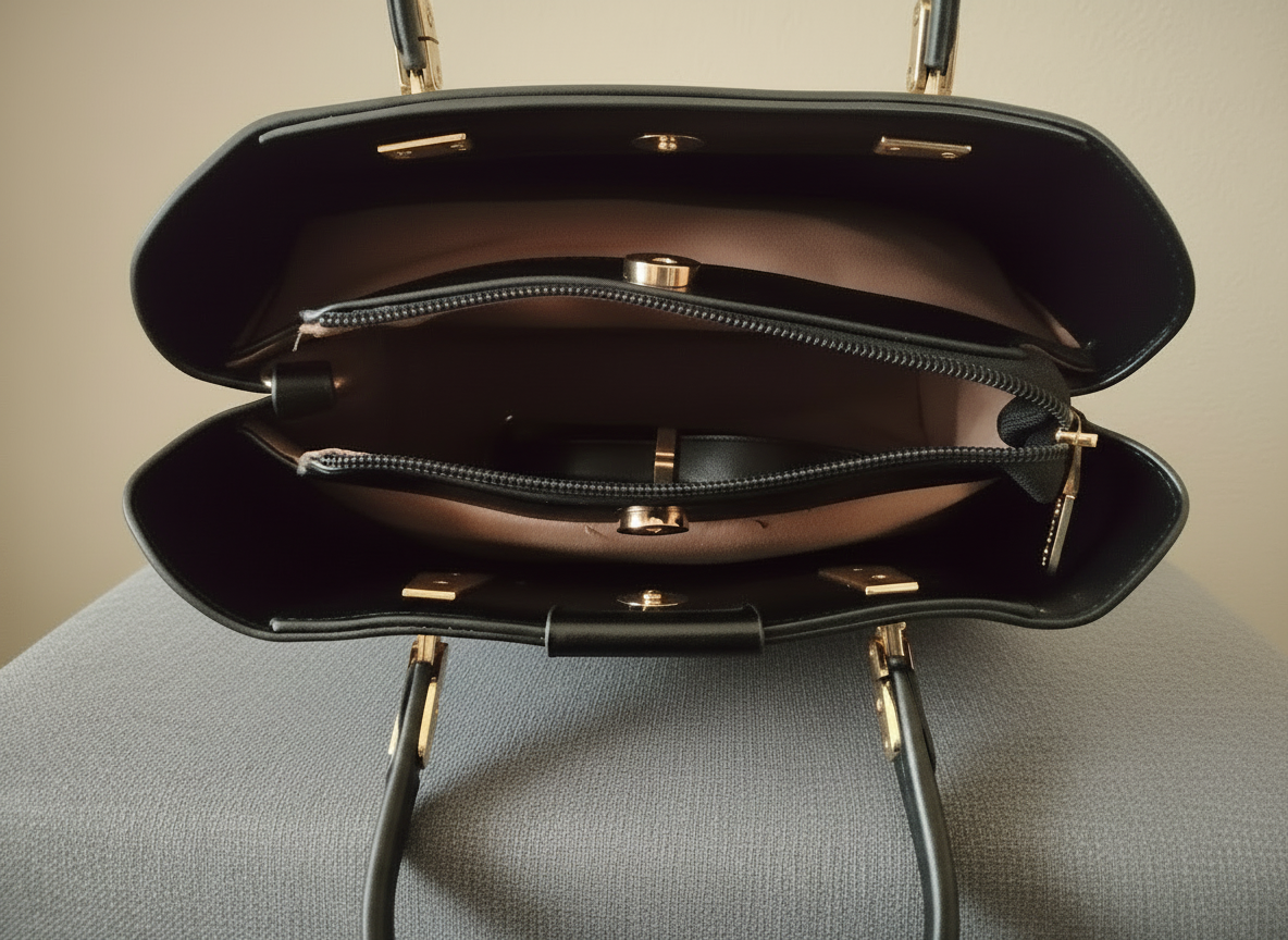 Sac à main noir simili-cuir