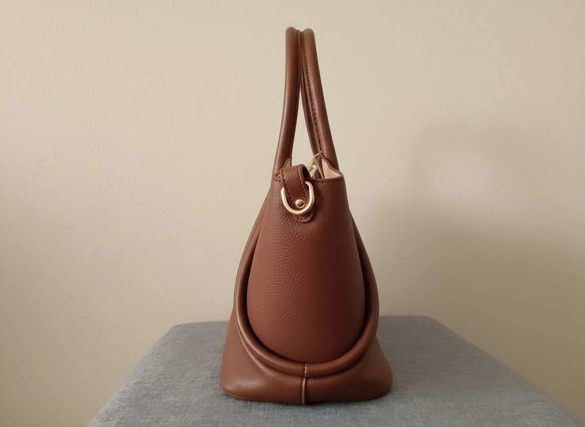 Sac à main camel en simili-cuir