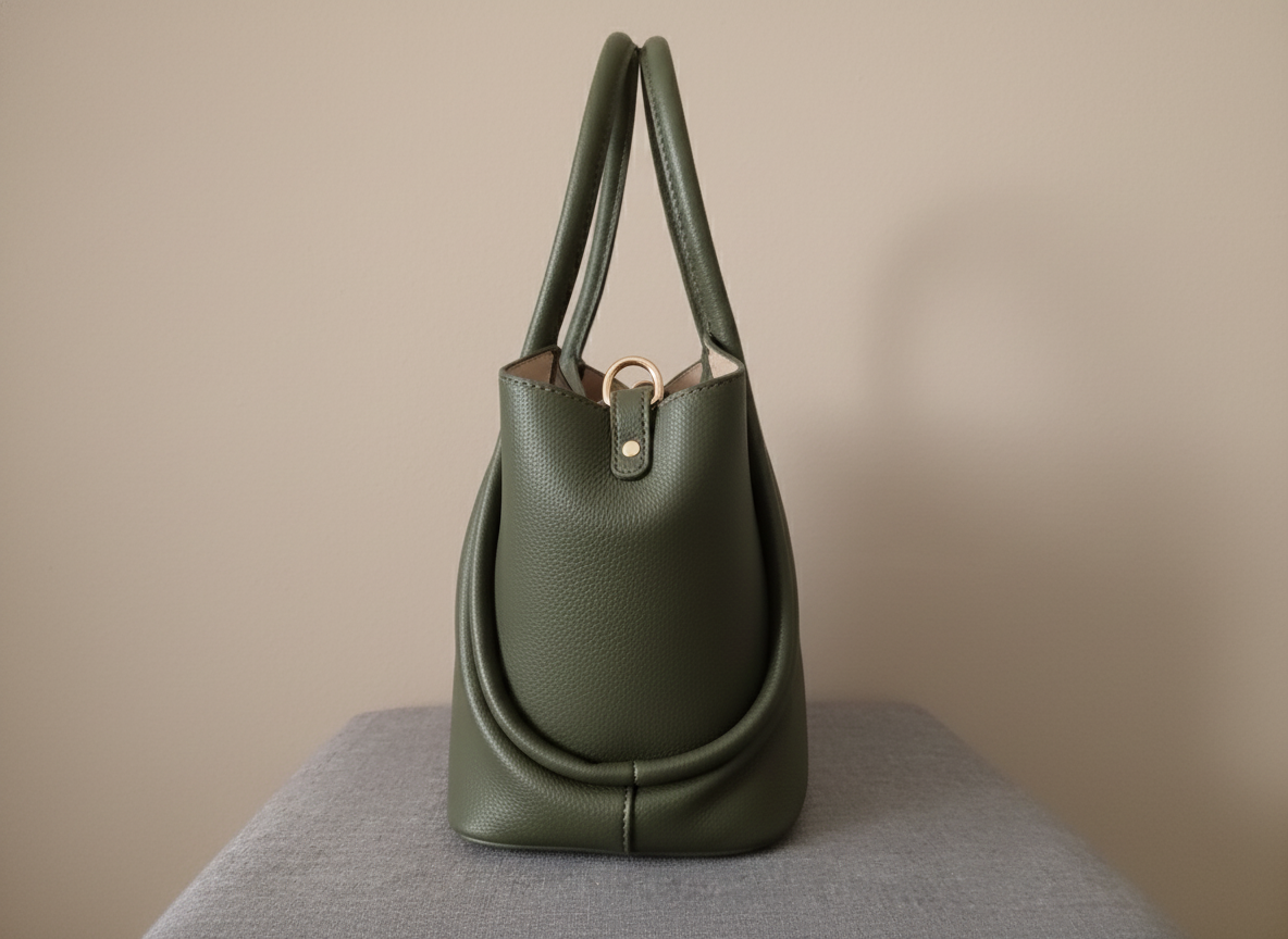 Sac à main kaki en simili-cuir