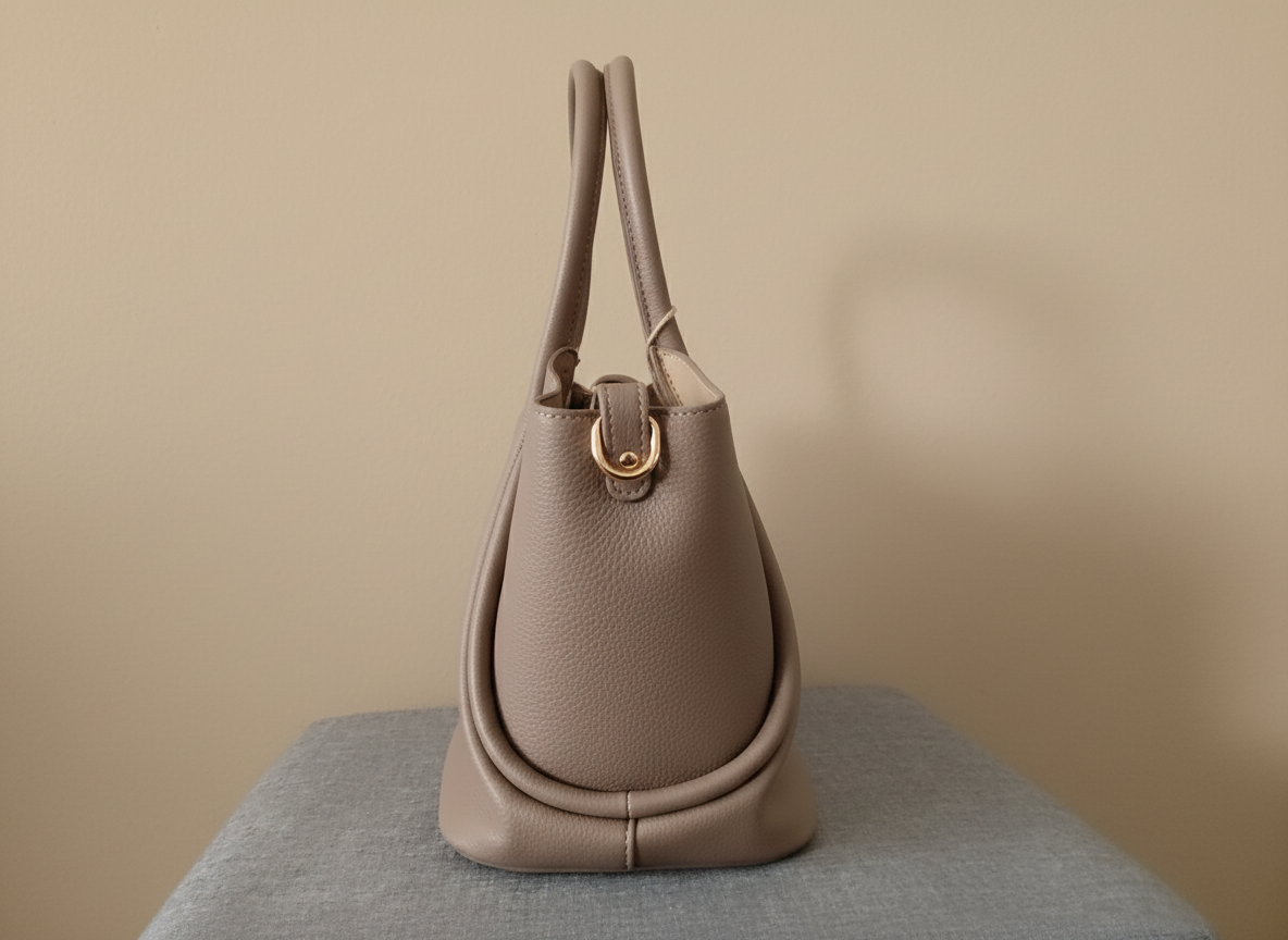 Sac à main taupe en simili-cuir