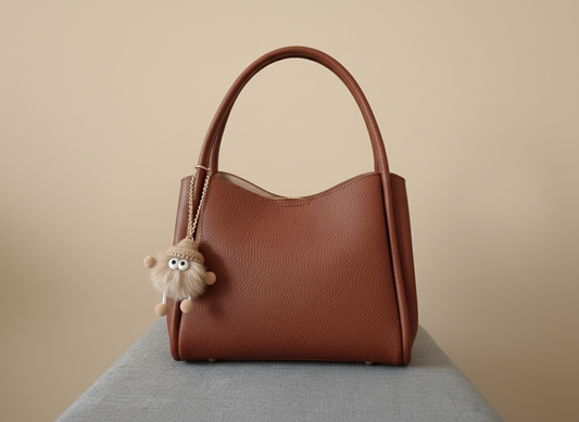 Sac à main camel en simili-cuir