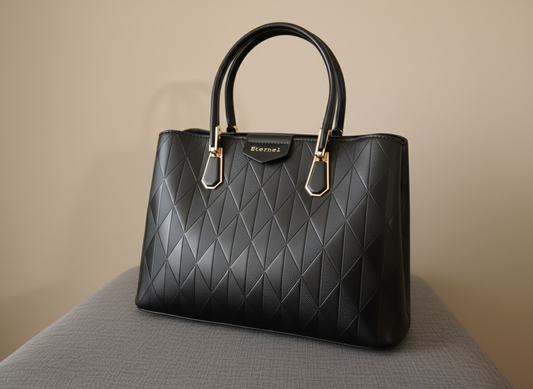 Sac à main noir simili-cuir