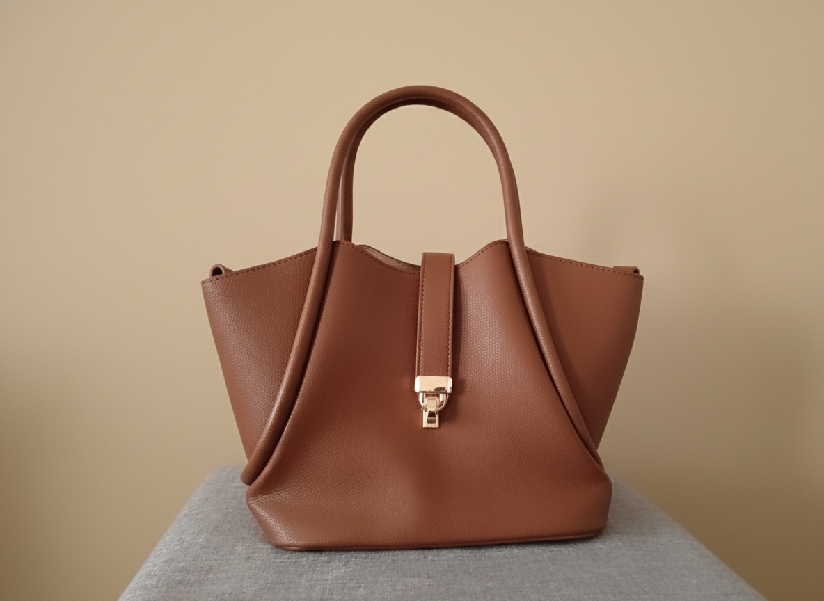 Sac à main camel en simili-cuir