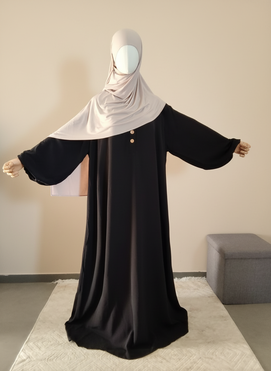 Abaya évasée noir