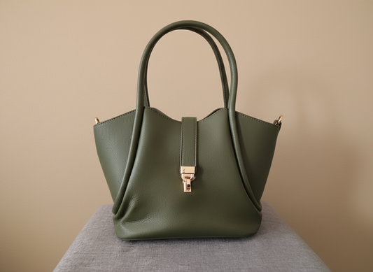 Sac à main kaki en simili-cuir