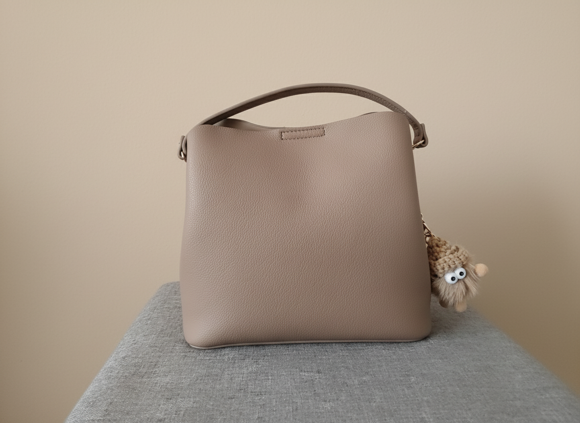 Sac à main taupe en simili-cuir