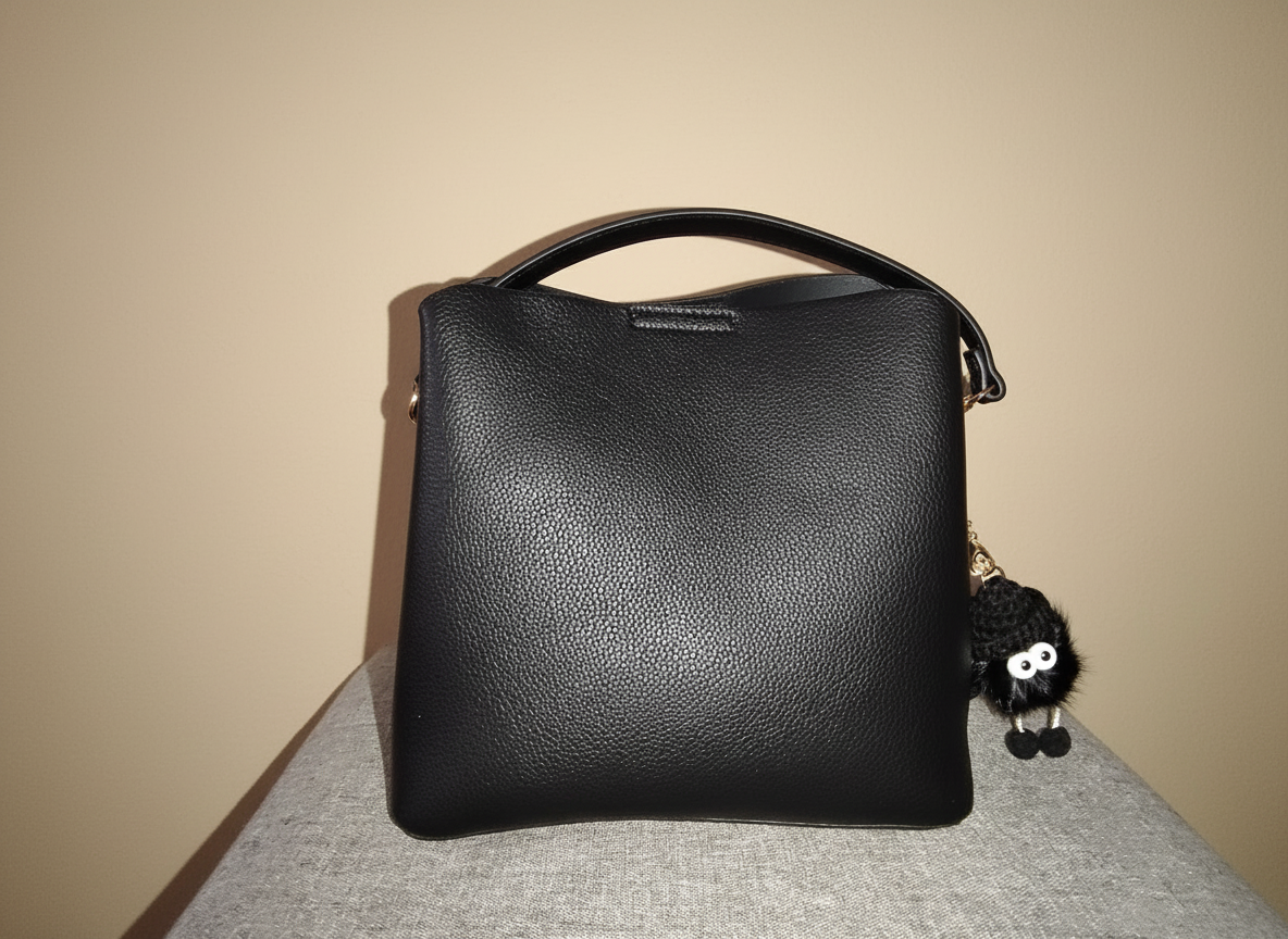 Sac à main noir simili-cuir