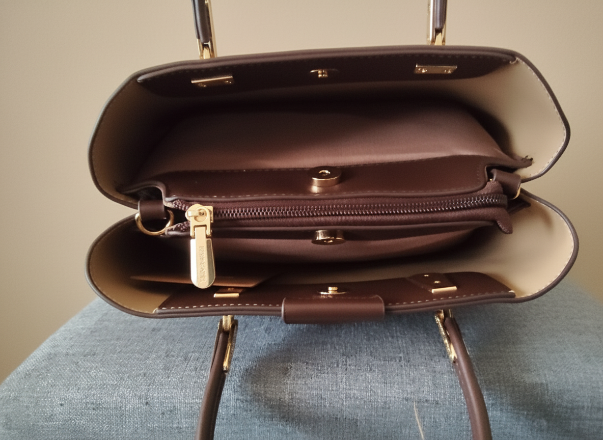 Sac à main marron café simili-cuir