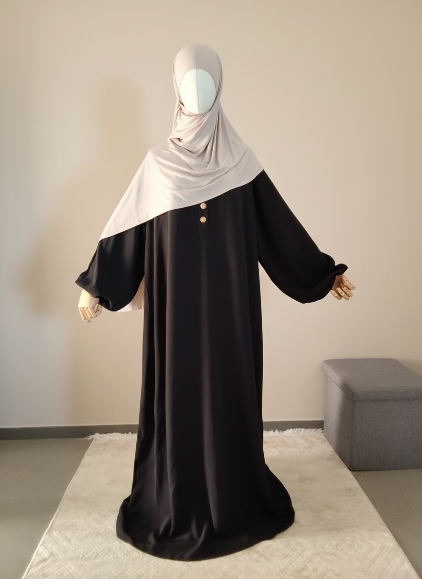 Abaya évasée noir