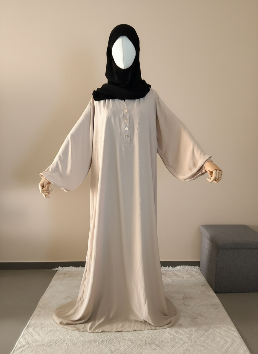 Abaya évasée beige